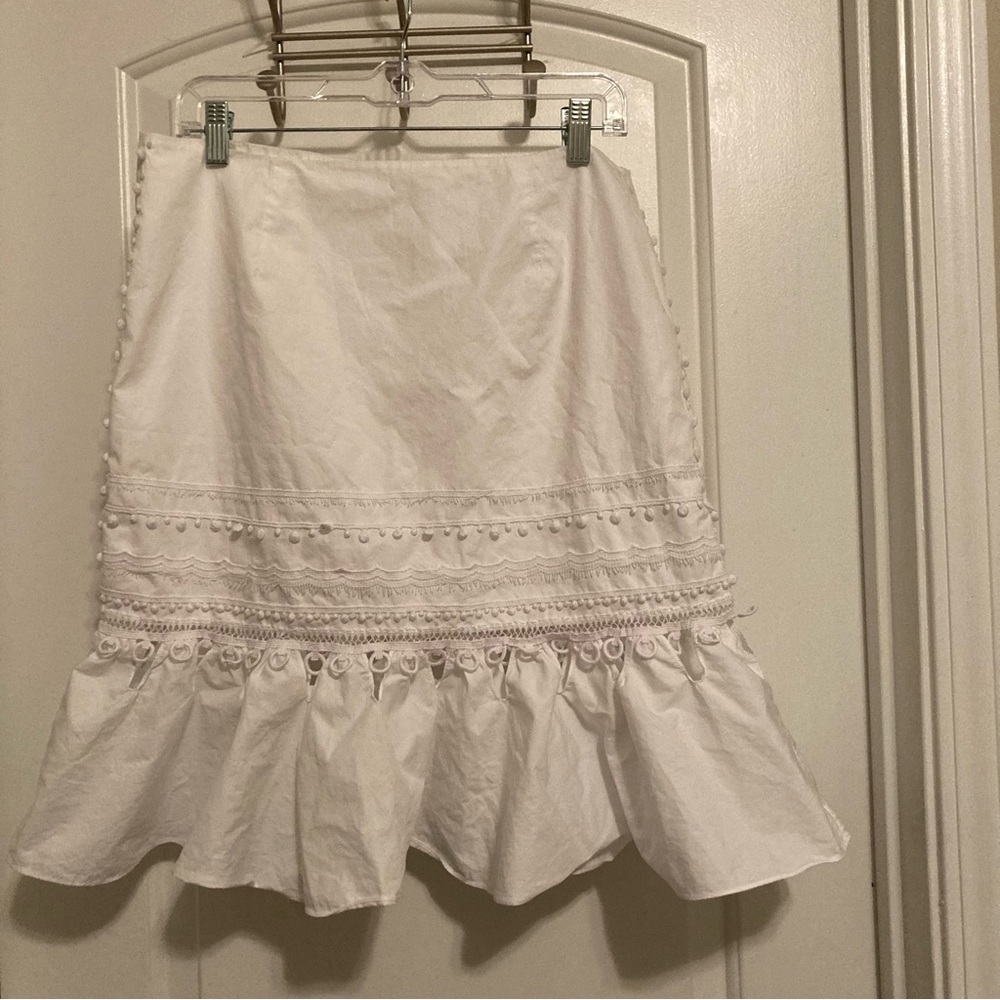 Jonathan Simkhai White Lace Embroidered Accent Pencil Skirt